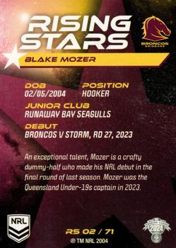 2024 NRL Traders Titanium - Rising Stars #RS02 Blake Mozer Back